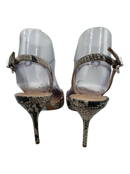 Schutz Shoe Size 8.5 Black & White Leather Slingbacks Snake Skin Print Pumps Black & White / 8.5