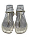 Aerin Shoe Size 38 Gold Leather Thong Slingback Flat T Strap Sandals Gold / 38