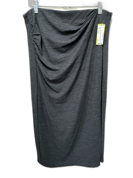 Vince Size Large Dark Gray Wool Blend Knit Elastic Waist Faux Wrap Skirt Dark Gray / Large