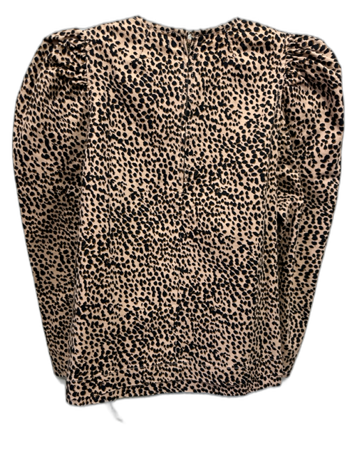 Ulla Johnson Size 8 Black & Tan Cotton Long Sleeve Spotted Puff Shoulder Top Black & Tan / 8