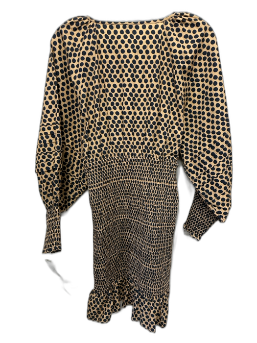 Rhode Size L Tan & black Cotton Long Balloon Sleeve Polka Dot V Neck Dress Tan & black / L