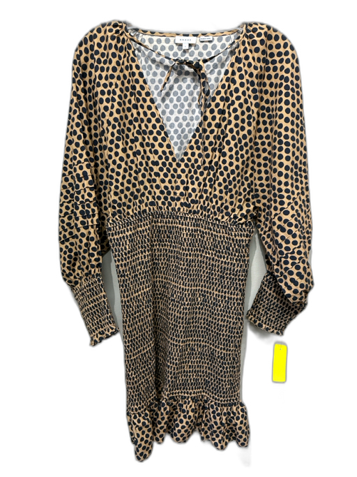 Rhode Size L Tan & black Cotton Long Balloon Sleeve Polka Dot V Neck Dress Tan & black / L