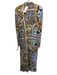 Tory Burch Size 10 Brown, Blue & Multi Viscose Long Sleeve Back Zip Sheath Dress Brown, Blue & Multi / 10