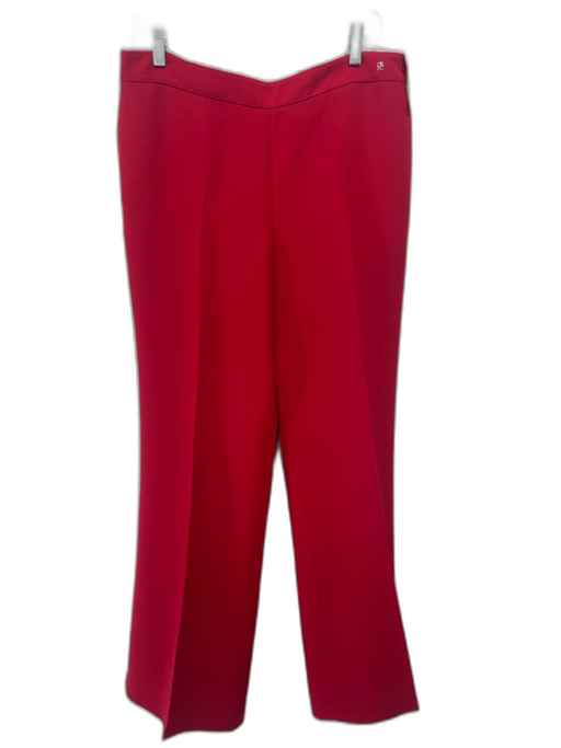 Carolina Herrera Size 8 Red Polyester High Rise Stitch Detail Side Zip Pants Red / 8