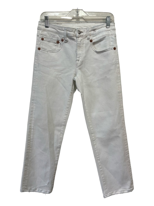 R13 Size 27 White Cotton Denim Button & Zip Straight Leg Jeans White / 27