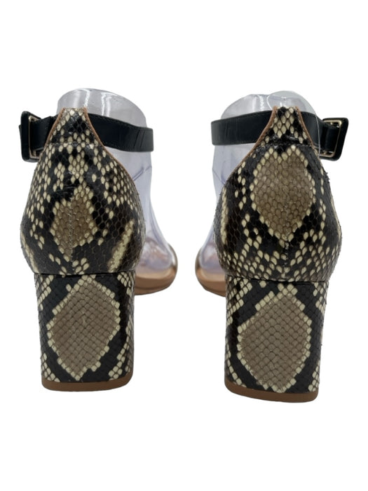 Alexandre Birman Shoe Size 38 White & Black Leather Snake Snake Open Toe Pumps White & Black / 38