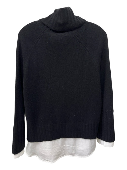 Brochu Walker Size XS Black & White Wool & Cashmere Turtleneck Raw Edge Sweater Black & White / XS