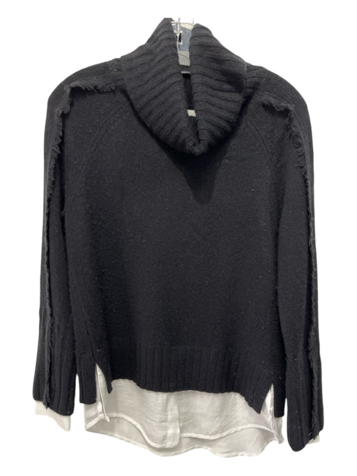 Brochu Walker Size XS Black & White Wool & Cashmere Turtleneck Raw Edge Sweater Black & White / XS