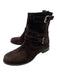 Prada Shoe Size 38.5 Dark Brown Suede 2 Buckle Flat Ankle Boot Boots Dark Brown / 38.5