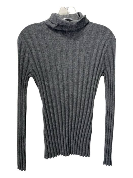 Milly Size Small Dark Gray Cashmere Long Sleeve Ribbed turtle neck Sweater Dark Gray / Small