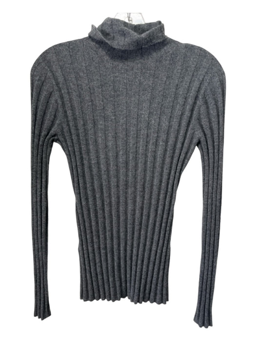 Milly Size Small Dark Gray Cashmere Long Sleeve Ribbed turtle neck Sweater Dark Gray / Small