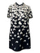 Valentino Size 38 Black, Cream, Pink Viscose Blend Collar Floral Midi Dress Black, Cream, Pink / 38