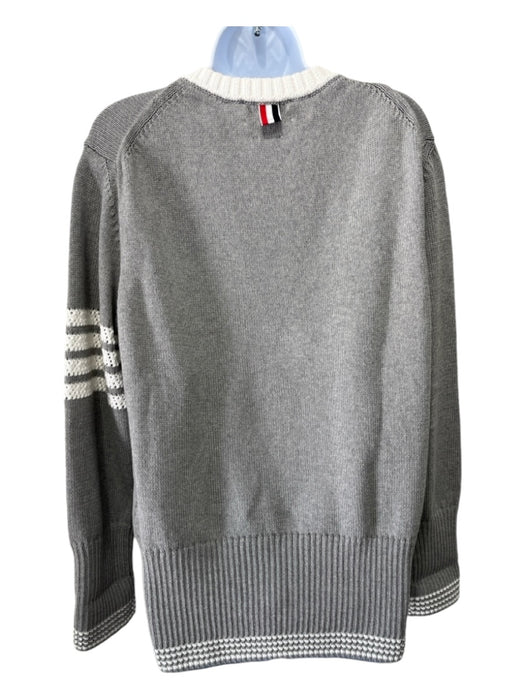 Thom Browne Size Small Gray & White Cotton Long Sleeve Striped Knit Sweater Gray & White / Small