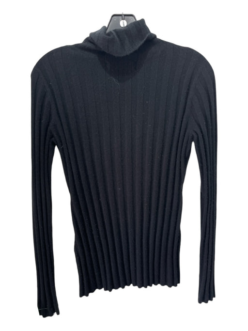 Milly Size Small Black Cashmere Long Sleeve Ribbed turtle neck Sweater Black / Small