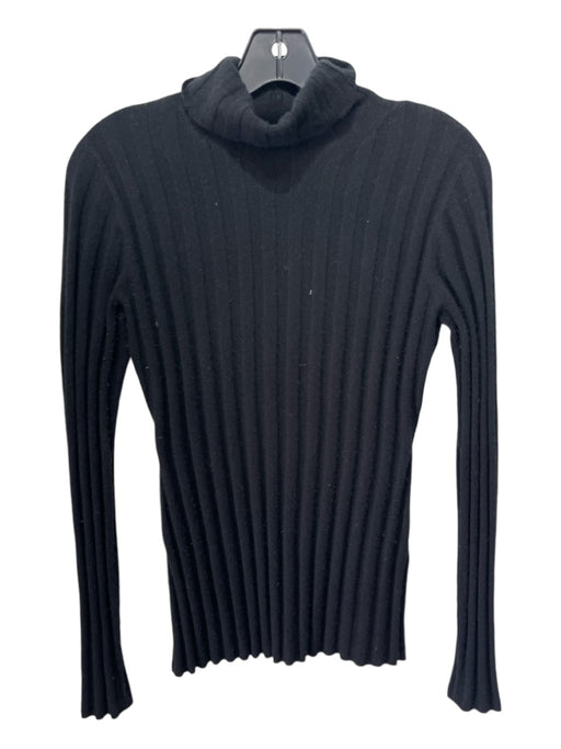 Milly Size Small Black Cashmere Long Sleeve Ribbed turtle neck Sweater Black / Small