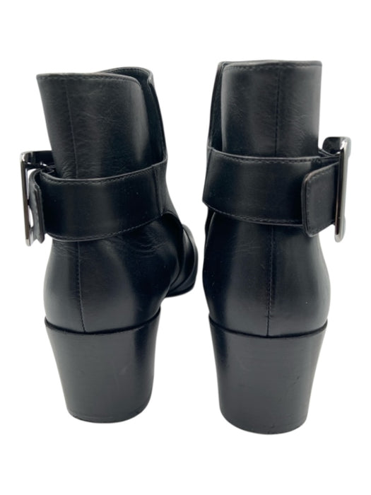 Roger Vivier Shoe Size 38.5 Black Leather Ankle Buckle Midi Block Heel Booties Black / 38.5