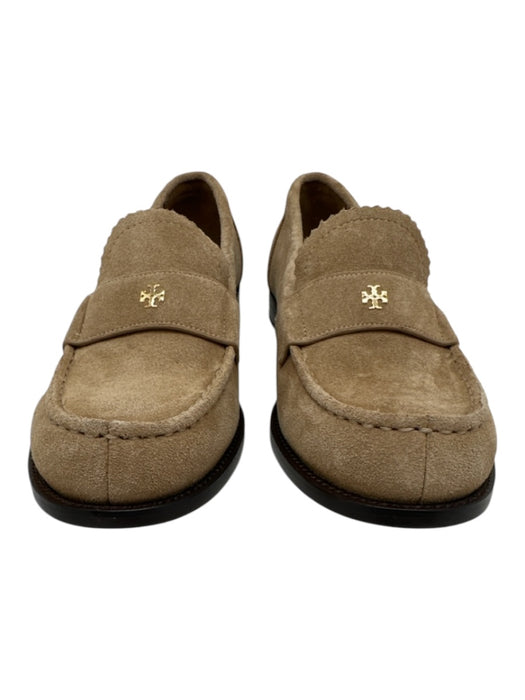 Tory Burch Shoe Size 8 Beige Suede gold logo Flat Loafers Beige / 8