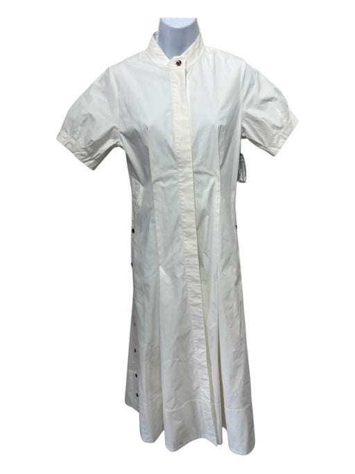 Proenza Schouler Size 4 White Cotton Blend Short Sleeve Button Front Maxi Dress White / 4
