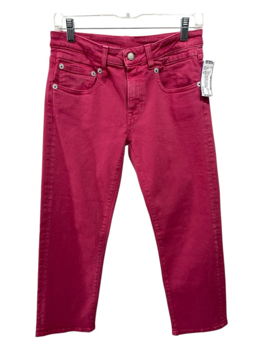 R13 Size 27 Pink Cotton Blend Mid Rise Dyed 5 Pocket Straight Leg Jeans Pink / 27