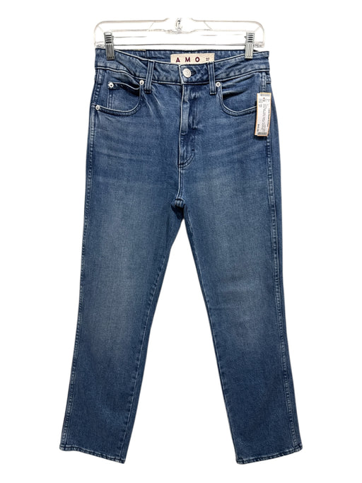 AMO Size 27 Med Wash Cotton Denim 5 Pocket Zip & Button Whiskering Jeans Med Wash / 27