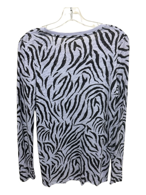 ATM Size S/P Lavender & Black Cotton Long Sleeve Zebra Print Round Neck Top Lavender & Black / S/P