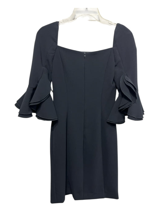 Carolina Herrera Size 4 Black Polyester Blend Square Neck Flare Sleeve Dress Black / 4