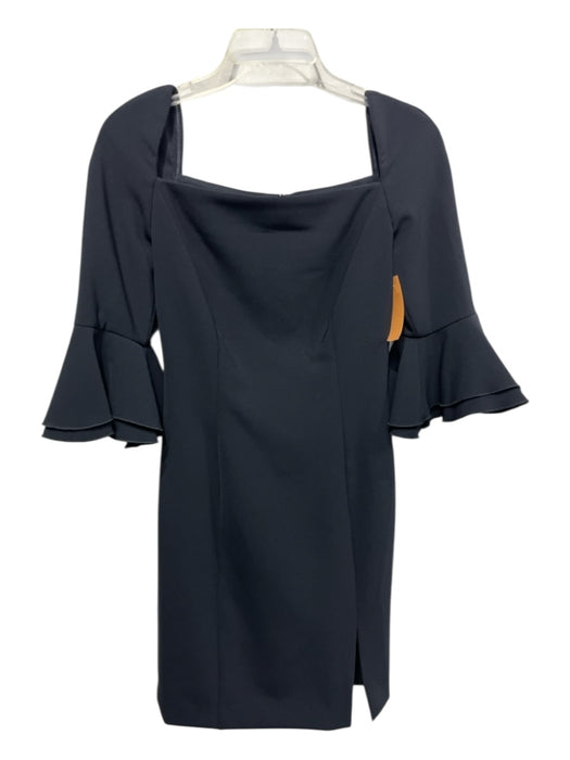 Carolina Herrera Size 4 Black Polyester Blend Square Neck Flare Sleeve Dress Black / 4