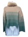 Fendi Size 2/4 Peach & Aqua Virgin Wool Blend Rib Knit Fur Detail Ombre Sweater Peach & Aqua / 2/4