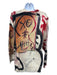 R13 Size Large Cream, Red & Black Cotton Rib Knit Ripped Graffiti Sweater Cream, Red & Black / Large