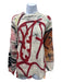 R13 Size Large Cream, Red & Black Cotton Rib Knit Ripped Graffiti Sweater Cream, Red & Black / Large