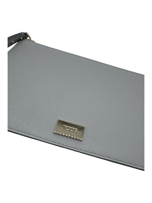 Tods Light Gray Leather Solid Stud Design Pochette Bag Light Gray / S