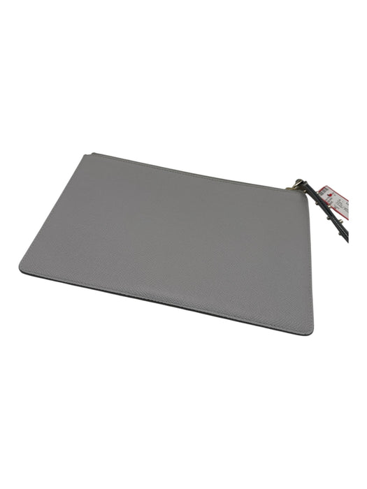 Tods Light Gray Leather Solid Stud Design Pochette Bag Light Gray / S