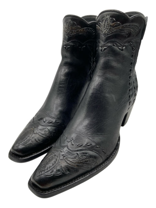 Kemo Sabe Shoe Size 7.5 Black Leather Side Zip Western Block heel Booties Black / 7.5