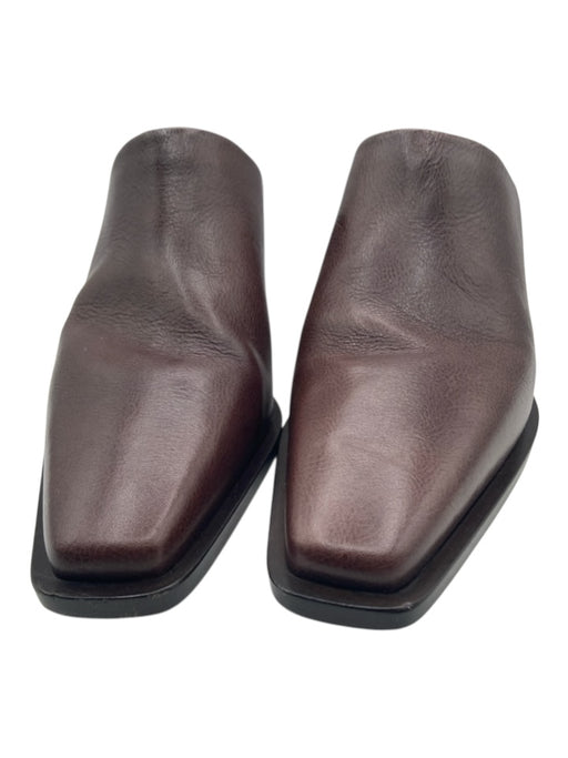 Brunello Cucinelli Shoe Size 38.5 Chocolate Brown & Gunmetal Leather Mules Chocolate Brown & Gunmetal / 38.5