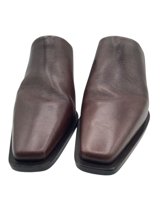 Brunello Cucinelli Shoe Size 38.5 Chocolate Brown & Gunmetal Leather Mules Chocolate Brown & Gunmetal / 38.5