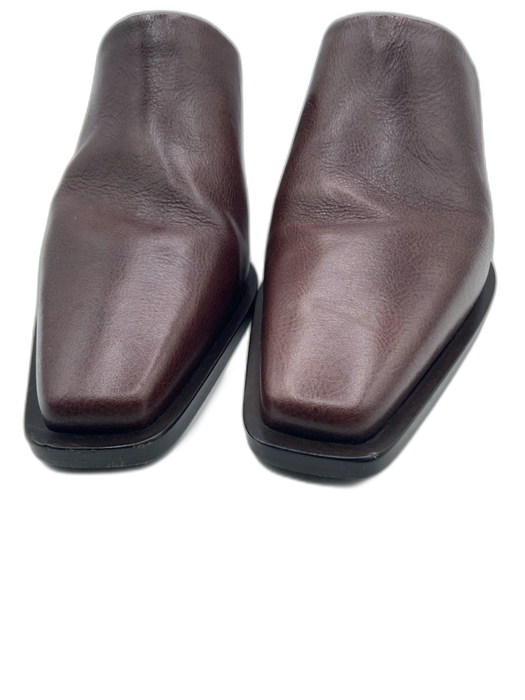 Brunello Cucinelli Shoe Size 38.5 Chocolate Brown & Gunmetal Leather Mules Chocolate Brown & Gunmetal / 38.5
