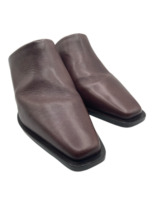 Brunello Cucinelli Shoe Size 38.5 Chocolate Brown & Gunmetal Leather Mules Chocolate Brown & Gunmetal / 38.5
