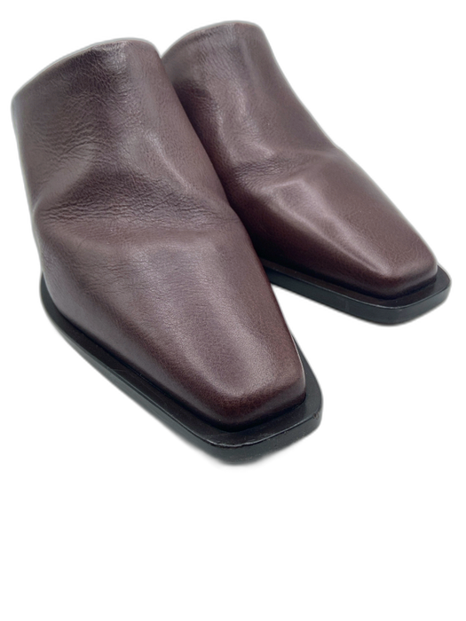 Brunello Cucinelli Shoe Size 38.5 Chocolate Brown & Gunmetal Leather Mules Chocolate Brown & Gunmetal / 38.5