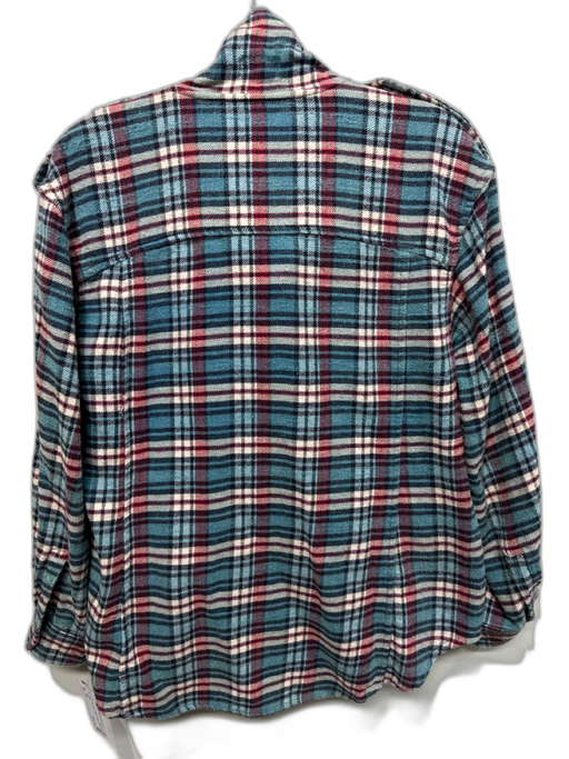 R13 Size XS Blue, Red, Cream Cotton Flannel Plaid Long Sleeve Button Down Top Blue, Red, Cream / XS