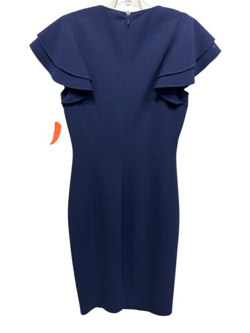 Michael Kors Collection Size 4 Navy Blue Wool Blend Flutter Cap sleeve Dress Navy Blue / 4