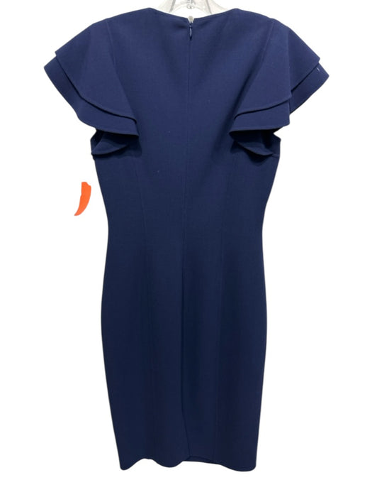 Michael Kors Collection Size 4 Navy Blue Wool Blend Flutter Cap sleeve Dress Navy Blue / 4
