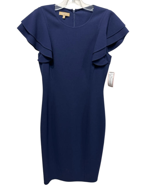 Michael Kors Collection Size 4 Navy Blue Wool Blend Flutter Cap sleeve Dress Navy Blue / 4