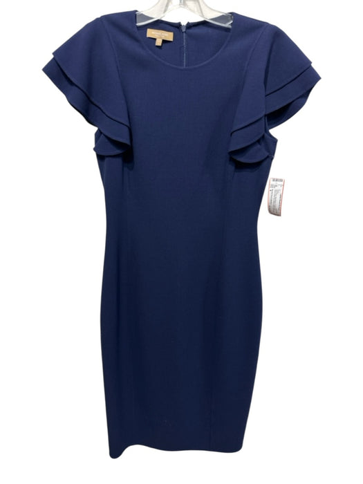 Michael Kors Collection Size 4 Navy Blue Wool Blend Flutter Cap sleeve Dress Navy Blue / 4