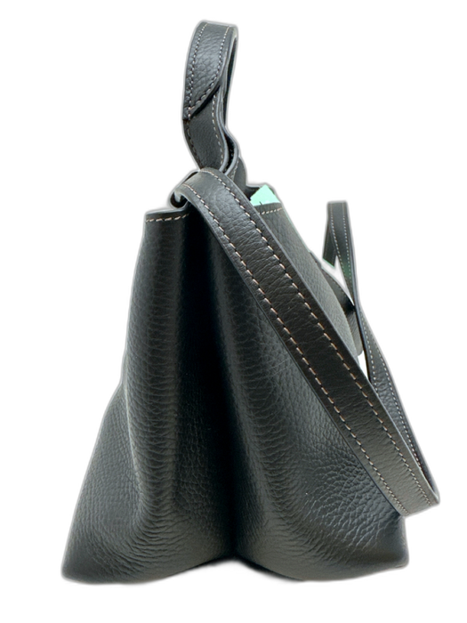 Tods Black Leather Top Handle Zip Crossbody Bag Black / S