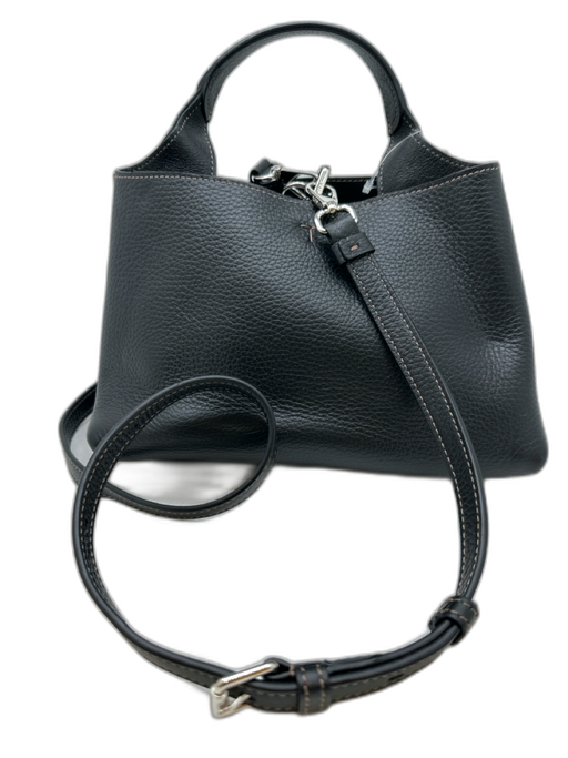 Tods Black Leather Top Handle Zip Crossbody Bag Black / S