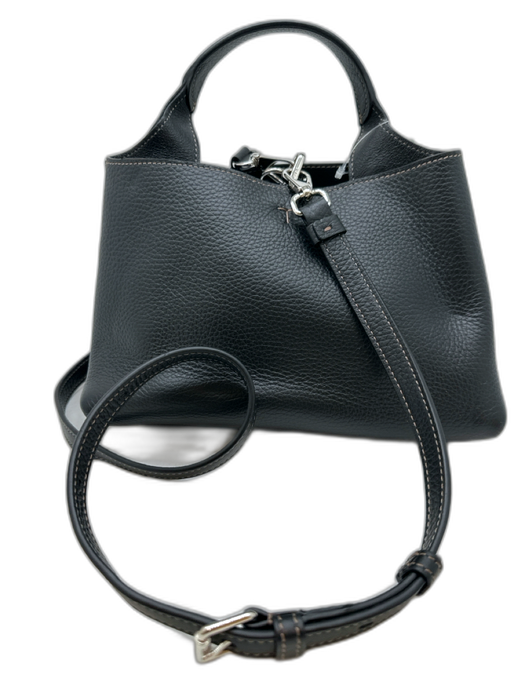 Tods Black Leather Top Handle Zip Crossbody Bag Black / S
