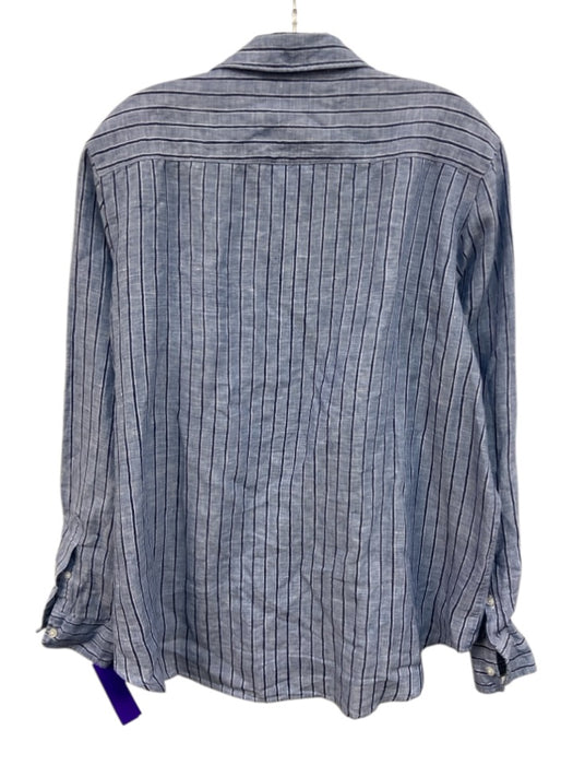 Frank & Eileen Size S Navy, Blue & White Cotton Collar Neck Button Down Top Navy, Blue & White / S