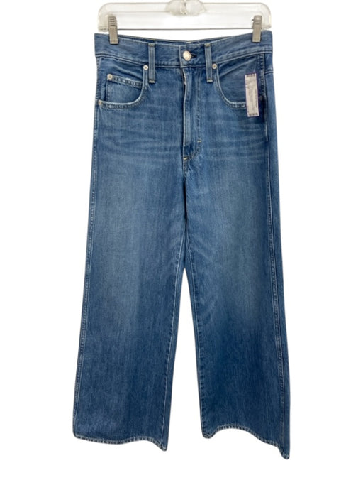 AMO Size 2 Light Wash Cotton Button & Zip Wide Leg Cropped Jeans Light Wash / 2