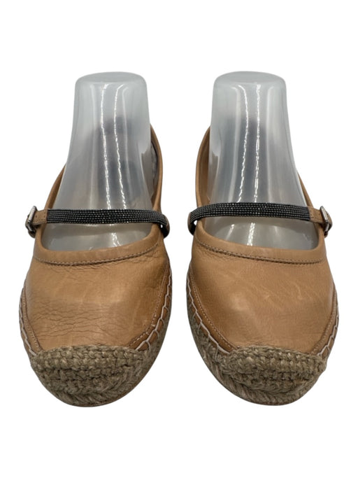 Brunello Cucinelli Shoe Size 37 Camel Brown Leather Rope sole Espadrille Camel Brown / 37