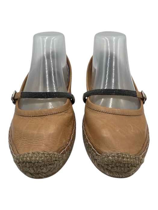 Brunello Cucinelli Shoe Size 37 Camel Brown Leather Rope sole Espadrille Camel Brown / 37